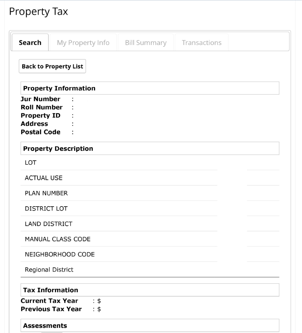 Property tax statement mortgage canada example